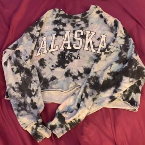 Hollister blue tie-dye crop crewneck/sweater
